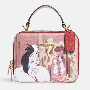 NWT Disney x Coach Box Crossbody Bag with Cruella Motif